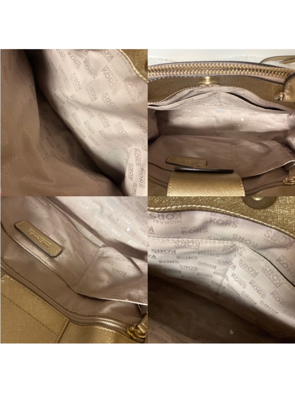 Michael Kors Karla East West Satchel Handbag Metallic Gold Crossbody - Picture 15 of 15